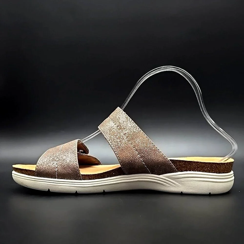 Clarks Collection April Dusk Adjustable Brown Slide Sandals Women’s Size 9.5M - Picture 7 of 12